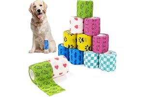 twirush 12 Rollen Selbstklebende Bandage für Haustiere, Multifunktion Haftbandage Tierverband Hand Reißen Wasserfest Elastische Fixierbinde, Wrap Klebeverband für Menschen Haustiere(5cm x4,5 m)