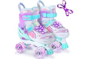 ‎BELEEV BELEEV Rollschuhe Kinder 4 Größen Verstellbare, Rollschuhe Mädchen mit 8 leuchtenden LED-Rädern und Schnürsenkeln, Sicher und Unterhaltsam, Geburtstags Anfänger Mädchen Jungen