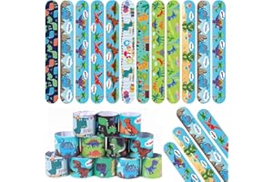 Viicoor Bracelets Slap pour Enfants 24PCS Bandes Slap Dinosaure Gadgets de Fête Cadeaux d'Invités Multicolore
