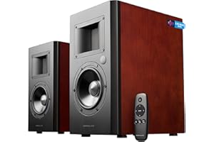 EDIFIER AIRPULSE A200 - 2.0 Studiomonitore (130W) mit Bluetooth V5.0 (aptX), Bändchen-Hornhochtöner für präzise und klarste Höhen, vielseitige Anschlussmöglichkeiten, inkl. Fernbedienung