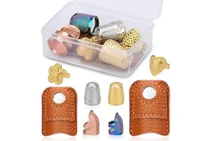 Deudy 8 Stück Nähen Fingerhut Set, Leder Fingerhut, Dazzlefarben Metall Finger Schutz Fingerhut, Nähen Schneidern Fingerhut, Fingerhutring Nähfingerhut für DIY Nähwerkzeuge