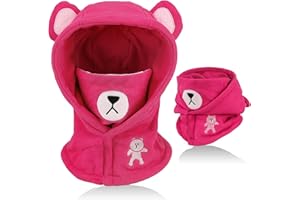 AYPOW Cagoule d'hiver Thermique pour Enfants 4-12 Ans, Multifonction Coupe-Vent Masque de Ski, Bonnet en Polaire Chaude, Casquette Cache-Cou Tour de Cou écharpe pour Garçons Filles Plein Air