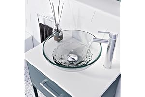 BELOFAY Modern Design Bathroom Counter Top Wash Basin Sink, Glass Bowl Cloakroom Basin for Vanity Cabinet Toilets and Bathrooms 42x14x42cm WxHxL
