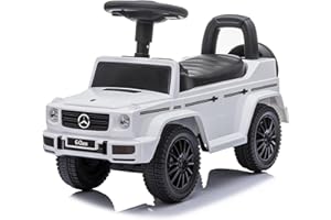 SUN BABY Porteur Enfant 1 an Mercedes G voiturette, Interactive avec klaxon et Sons de Moteur Push Car (Blanc)