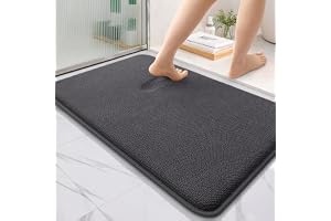 Homaxy Memoryskum Badrumsmatta - 60 x 90 cm, Mörkgrå | bekväm och tjock, utmärkt vattenabsorption, halkfri PVC-baksida, maski