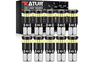 KATUR 194 LED Light Bulb 6000K White Super Bright 168 2825 W5W T10 Wedge 24-SMD 3014 Chipsets LED Replacement Bulbs CANBUS Error Free for Car Dome Map Door Courtesy License Plate Lights (10pcs,White)
