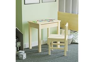 Junior Vida Aries Desk & Chair 2 Piece Set Children Kids Solid Pine Wood Study Work (Pine)