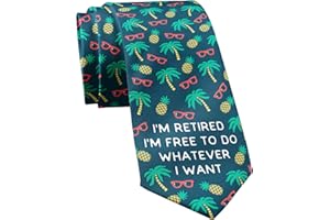 Crazy Dog T-Shirts I'm Retired I'm Free To Do Whatever I Want Necktie Funny Ties Retirement Tie Mens Novelty Neckties, Navy, One size