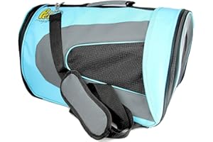 PET MAGASIN Transportador de Mascotas de Lados Suaves, Aprobado por aerolíneas, Bolsa de Viaje Impermeable y Plegable, Color Azul / 46 x 29 x 25,4 cm