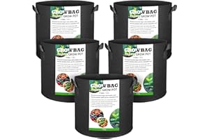 Gemtte 5 bolsas de cultivo de plantas de 12 l, macetas de tela no tejida transpirable con asas para patatas, tomates y fresas (3 galones)