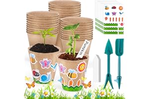 HGRGHH Vasetti per Piantine, 50 Pezzi 8 CM Vasi per Vivai Biodegradabili, Vasetti per Piantinesemina con 50 Etichette per Piante e 10 Adesivi Colorati, per la Coltivazione, Senza Torba
