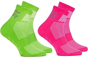Rainbow Socks - Boys Girls Cotton Non Slip Grip ABS Sport 2 Pairs Kids Size 11 5-2 5