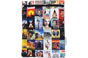 ANVAL Funda para libro, Impermeable, con cremallera, bolsillo exterior - Protección para libros, Adaptable a cualquier grosor, Funda libro papel - Forro libro tela estampada (CINE)