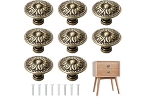 YSDMY NC 8 Stück antike bronzefarbene Schrankknöpfe, Vintage-Schrankgriffe, Schrankgriffe, Retro-Bronze-Schubladenknöpfe, Zuggriff für Schrank, Kleiderschrank, Möbel, Hardware, 30 mm Durchmesser