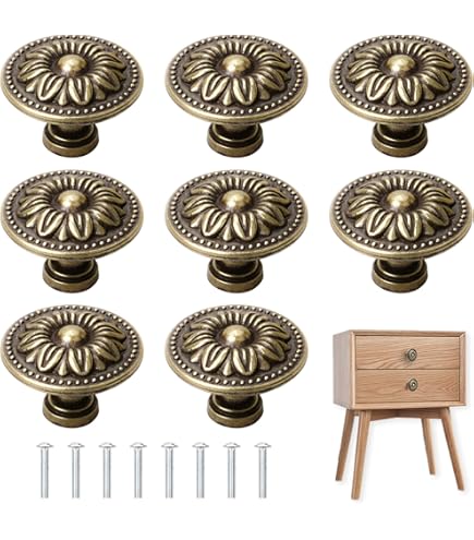 Goo-Ki 6 Pack Antique Brass Cabinet Handles - 5 Inch Hole Center Retro