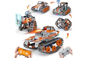 QHECTTY Technik Roboter Kinder für Jungen, 5-IN-1 Technik Bauspielzeug für Kinder mit App-Fernsteuerung, Panzer/Auto/Roboter Programmierbares Bauspielzeug, Geschenke für Jungen und Mädchen ab 6+ Jahren