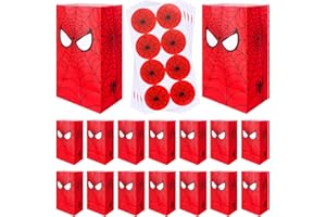 WISEJOY 30 PCS Bolsas Chuches Cumpleaños, Bolsa de Dulces de Halloween, Bolsas Regalo Cumpleaños Infantil, Bolsas de Cumpleaños para Niños, Araña Bolsas de Regalo Cumpleaños