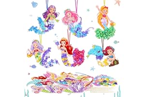 MONCAP 12pcs Mermaid Craft Set for Kid Creative Mermaid Poke Art Toy Make Your Own Mermaid Poking Art Crafts for 4-12 Years Girls Daughter Granddaughter Summer Under The Sea Themed Birthday Gifts