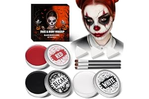 Halloween Smink Svart Vit Röd Färg 150 G För Ansikte | För Zombie Clown Vampyr Teater Och Halloween Makeup Med Svart Vit Och