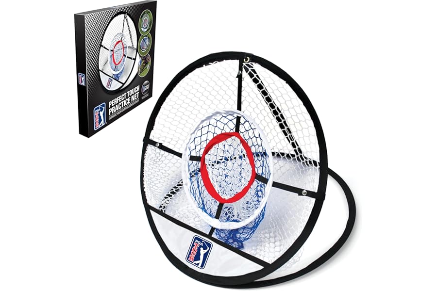 PGA TOUR Perfect Touch Chipping Net - 3 Ring Net for Wedge Practice, Ideal for Garden, Perfect Golf Gifts for Enthusiasts, 50.8 cm, Black