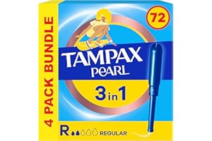 Tampax Pearl Regular Tampons Applicator, Count 4 x 18, Super Saving Box