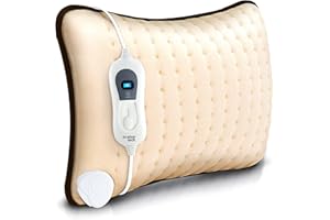 BOSTON TECH Elektroniczna miękka poduszka na plecy, ramiona i szyję Oddychająca | 3-poziomowa podkładka elektryczna, bardzo szybka rozgrzewka, zmywalna, automatyczne wyłączanie 90 Min, model WE118