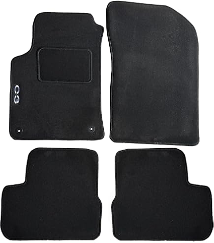 MTM PRO-578 Tappetini per Citroen C3 II / DS3 2010>2016 , su Misura in Velluto, Bordi in Similpelle e Doppia Impuntura Cromata