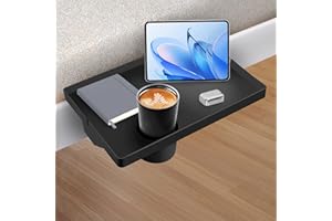 Lacusmall Nachttischregal Regal, Tablett Nachttisch Regal Bettablage zum Einhängen für Bett mit Kabelführung, Clip-On-Nachttisch, Tablett-Organizer ca.: 43 * 30cm, Schwarz