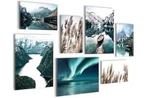 NOVART Quadros - Completamente Pronto Da Appendere - Immagini - Le Montagne Della Natura Vedono - 7 Pezzi Set Moderni - N006271a