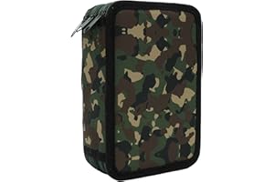 Goldkids Federtasche XXL 3 Fächer Federmappe Federmäppchen 23-teilig gefüllte Schüleretui 3-stöckig 19 x 13 x 7 cm inkl. Hausaufgabenheft Moro Military