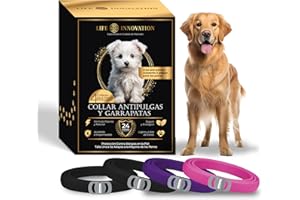 LIFE INNOVATION Pack 4 Collares Antiparasitarios para Perros, 24 Meses de Protección contra Pulgas, Garrapatas y Mosquitos - 100% Natural, Impermeable, Ajustable, para Todos los Tamaños.