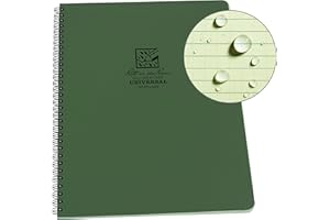 Rite In The Rain wodoodporny papierowy spiralny notatnik zielona osłona z polidury 84 stron 42 arkusze calówki imperialne i metryczne, 10 cm x 18 cm