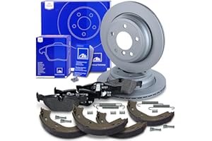 HOMRY ATE Bremsenset Hinterachse inkl. Bremsscheiben hinten Ø 300 mm belüftet und Bremsbeläge hinten und Handbremsbacken Festellbremse + Montagezubehör Kompatibel mit BMW 1er, 3er, X1 (E84)