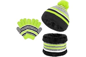 TAGVO 3in1 Invierno Set de Bufanda, Gorro y Guantes para niños, Invierno Grueso Polar, Tejido térmico, Bufanda, Guantes, para niños, niños, niñas, de 3 a 6 años, Conjuntos de Accesorios de Invierno