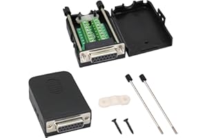 AAOTOKK DB15 Vite Morsettiera Adattatore D-SUB 15 Pin 2 Filari DB15 Femmina a 16 Pin/Vie Femmina Modulo di Segnale Connettore Scheda di Breakout Terminale Seriale con Custodia (2 Pcak/Femmina)