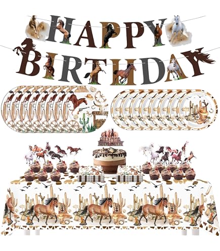 Pferde Party Dekorationen Set – Mit Banner, Ballons, Cake Topper & Cupcake Toppers Für Cowgirl-Partys