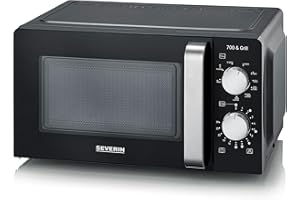 SEVERIN Four Micro-ondes, Gril 900W, 17L, 9 niveaux de puissance, Minuteur 30 min, Plateau tournant amovible (Ø24,5cm), Noir, MW7781