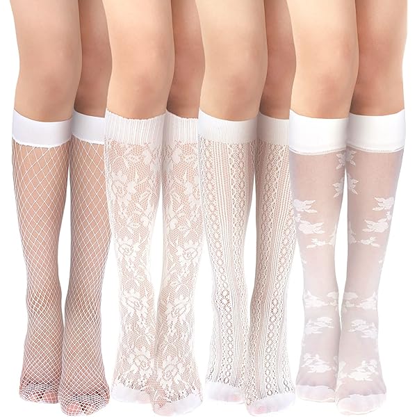 4 Paia Calzini In Pizzo A Rete - Larghi E Morbidi, Multicolore - Foto 5