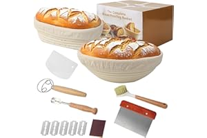 BUCOMTU Lot de 10 Pièces Banneton pour Pain,23cm Ronde et 25 cm ovale de Corbeille a Pain,Panier de Fermentation pour la Cuisson du pain,panier fermenté tressé à en rotin naturel,pour la cuisson du pain
