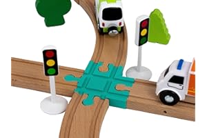 Briocks® – Carrefour para tren de madera – Compatible con BRIO, Thomas, Lillabo, IKEA, Melissa & Doug, Oxybul, Playtive y muchos otros