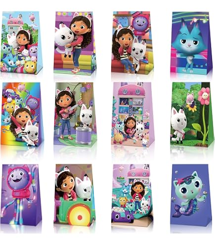 Lot De 6 Sacs Surprise Gabby's Dollhouse - Multicolore, Dimensions 23 X 16,5 Cm, Pour Anniversaire Et Chasse Au Trésor