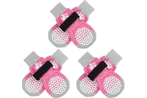 PUPTECK 3 Paar Anti Rutsch Hundesocken für Innenbereich - Hundeschuhe Pfotenschutz Sommer gegen hitze Winter Socken Schutz, Outdoor Traktions Kontrolle Stiefel für Hunde auf Hartholzboden Pink s