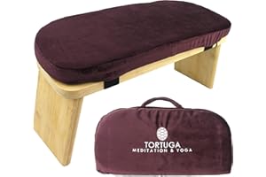 TORTUGA MEDITATION & YOGA TORTUGA Ergonomiczna składana ławka do medytacji w 100% z organicznego bambusa, trwała i wytrzymała - kolor bordowy - kompletny zestaw: torba do przenoszenia, wygodna poduszka - poprawa postawy i
