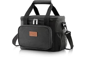 Lifewit Bolsa Termica Porta Alimentos 8.5L(12 Latas), Bolso Comida Trabajo Hombre y Mujer, Lunch Bag para Lonchera, Pequeña Bolsas Nevera Portatil para Playa, Viaje, Work, Negro