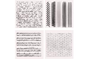 UGBO Tampons Transparents Scrapbooking Timbre en Silicone Clear Modèle de Sceau Alphabet Musique pour Bricolage Scrapbooking Carterie Photo Album Décoration 4 pcs