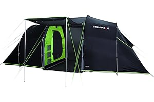 High Peak Tauris 4 Tente familiale Forme Tunnel 4 personnes Mixte Adulte, Noir (Anthracite/Vert), L Pour Camping et Randonnée Pédestre
