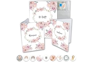Minilino U Heft Hülle 3-teiliges Premium Set für Impfpass, Reisepass [ SCHÜTZT WICHTIGE DOKUMENTE ] Organizer für Untersuchungsheft & Reiseunterlagen | Unisex für Jungs & Mädchen Aquarell
