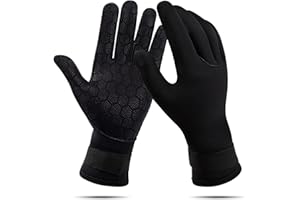 HOLEMZ Gants de Plongée 3mm Gants de Néoprène Noir Chaud élastique Anti-dérapant Bande Ajustable pour Homme Femme Plongée sous-Marine Voile Nautique Natation Canotage Snorkeling Aquagym