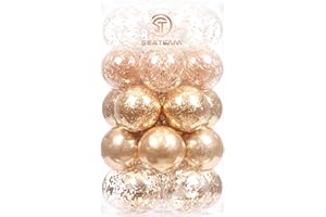 Sea Team Bolas de Navidad de plástico transparente inastillables de 70 mm, transparentes, transparentes, transparentes, con decoraciones delicadas para árbol de Navidad (30 unidades, oro rosa)