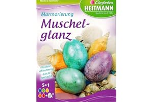 ‎HEITMANN Ostern Eierfarbe Marmorierung Muschelglanz (6 Farben / kostbar schimmernd) EINFACHE ANWENDUNG